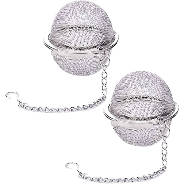 Tea Ball Strainer - 2 Pcs Stainless Steel, Balls, 2.1 Inch Infusers for Steeper, Loose Tea,
