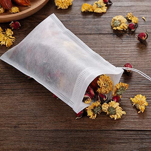 100 Pcs Disposable Tea Bags for Loose Leaf Tea, with Drawstring (3.54 x 2.75 inch)